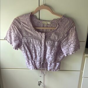 LoveShackFancy Farley crop top in Wisteria size M